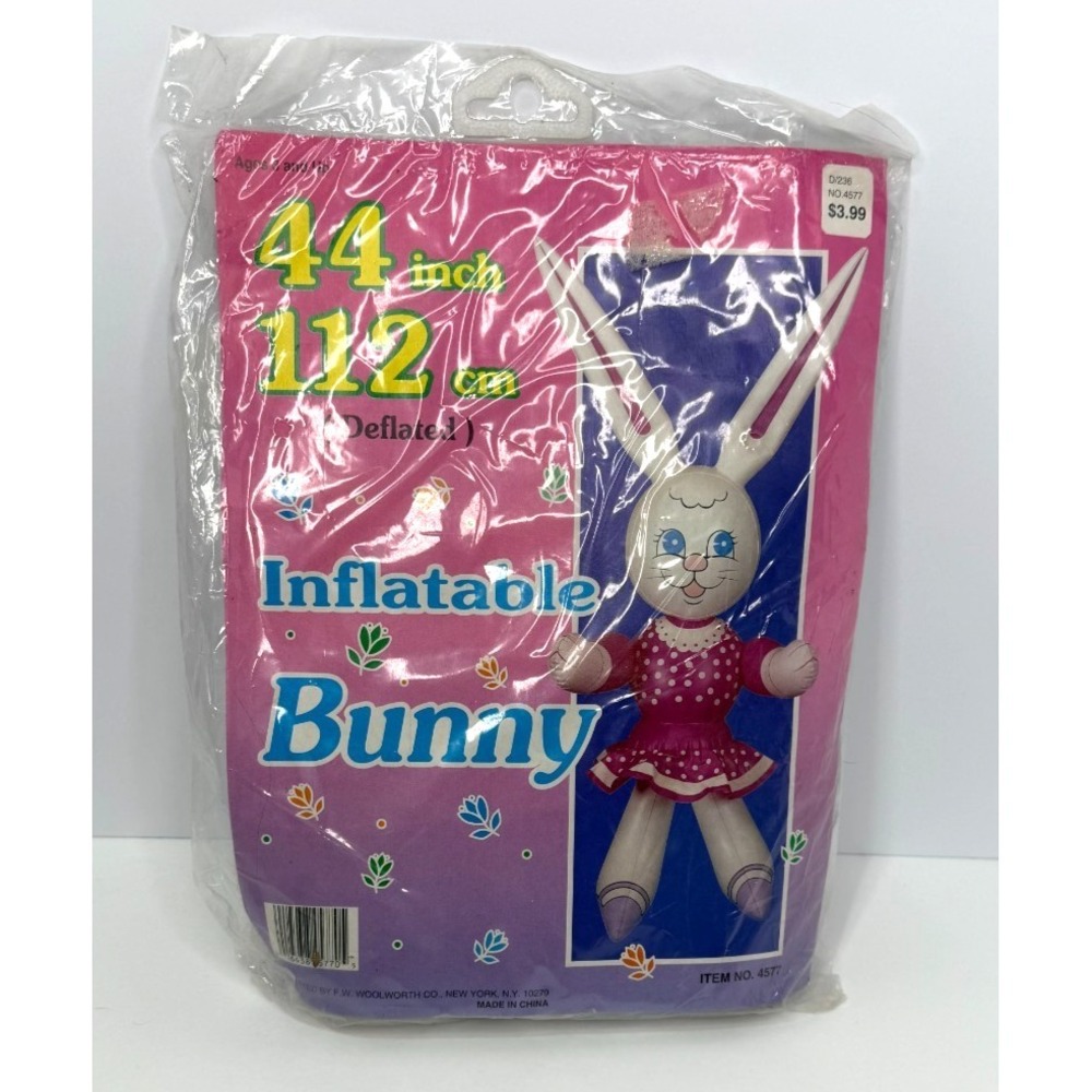 Vintage Vinyl 44" Inflatable Blowup Easter Holiday Girl Bunny Rabbit Toy New